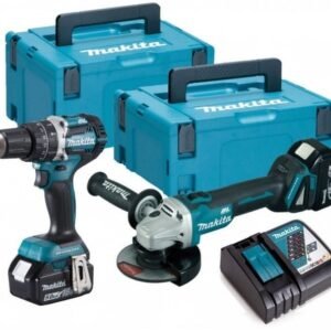 Makita DLX2179TJ1 18V LXT 2 delige Brushless DGA504 Haakse slijper + DHP484 (Klop)boormachine set met 2 x 5.0Ah accu's