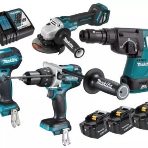 Makita DLX4104TJ1 Combiset - DHP486 Accu Klopboormachine + DGA513 Haakse Slijper + DHR243Z boorhamer + DTD153 slagschroevendraaier | 18v